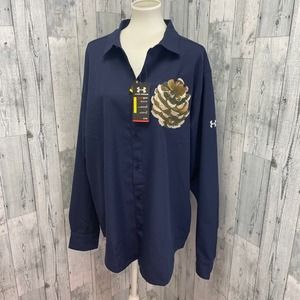 Hand Printed Mens XXL Upcycled Rustic Woody Pine Cone Long Sleeve Button Shirt